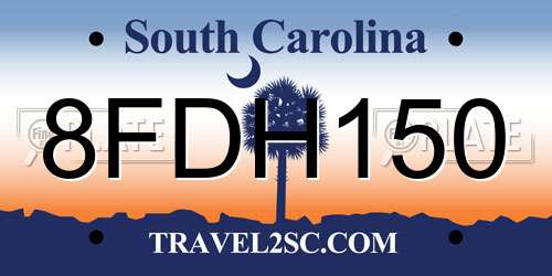 8FDH150 South Carolina License Plate