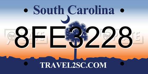 8FE3228 South Carolina License Plate