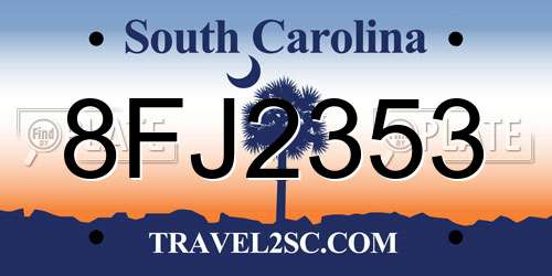 8FJ2353 South Carolina License Plate