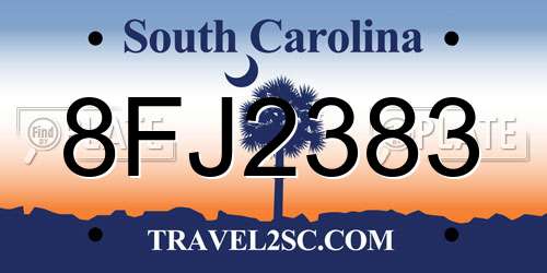 8FJ2383 South Carolina License Plate