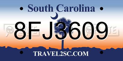 8FJ3609 South Carolina License Plate