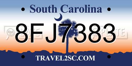 8FJ7383 South Carolina License Plate