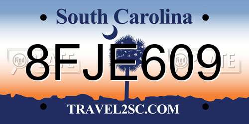 8FJE609 South Carolina License Plate