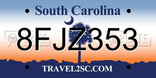 8FJZ353 South Carolina License Plate