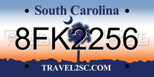 8FK2256 South Carolina License Plate
