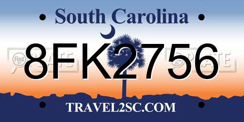8FK2756 South Carolina License Plate