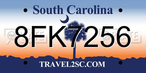 8FK7256 South Carolina License Plate