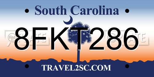 8FKT286 South Carolina License Plate