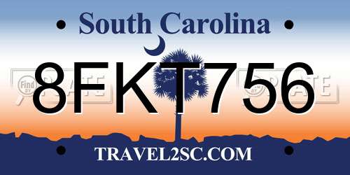 8FKT756 South Carolina License Plate