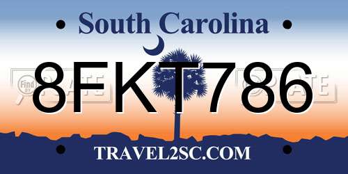 8FKT786 South Carolina License Plate