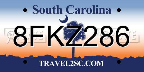 8FKZ286 South Carolina License Plate