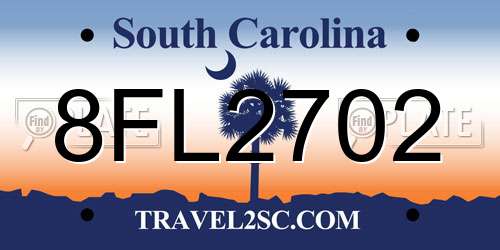8FL2702 South Carolina License Plate