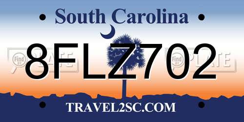 8FLZ702 South Carolina License Plate