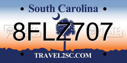 8FLZ707 South Carolina License Plate