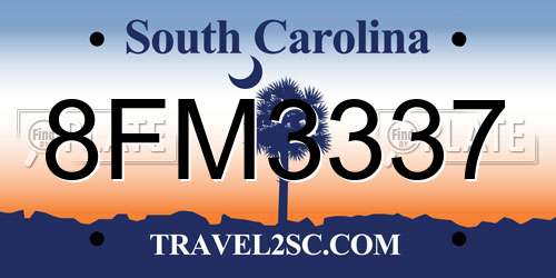 8FM3337 South Carolina License Plate