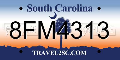 8FM4313 South Carolina License Plate