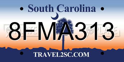 8FMA313 South Carolina License Plate