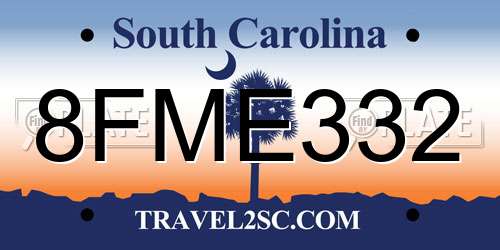 8FME332 South Carolina License Plate