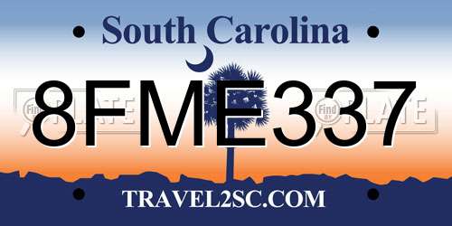 8FME337 South Carolina License Plate
