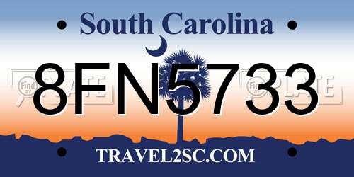 8FN5733 South Carolina License Plate