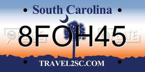 8FOH45 South Carolina License Plate