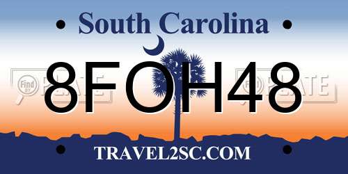 8FOH48 South Carolina License Plate