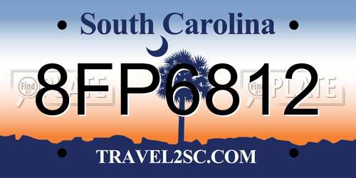 8FP6812 South Carolina License Plate