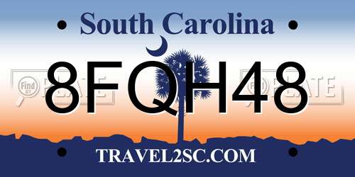 8FQH48 South Carolina License Plate