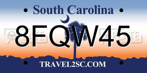 8FQW45 South Carolina License Plate