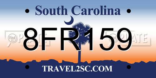 8FR159 South Carolina License Plate