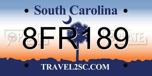 8FR189 South Carolina License Plate