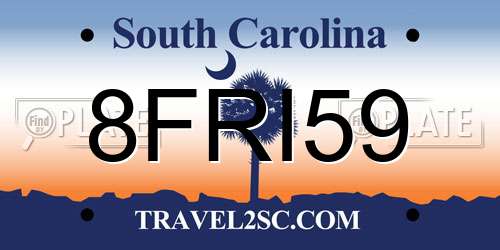 8FRI59 South Carolina License Plate