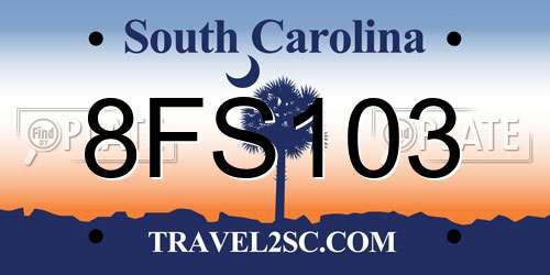 8FS103 South Carolina License Plate