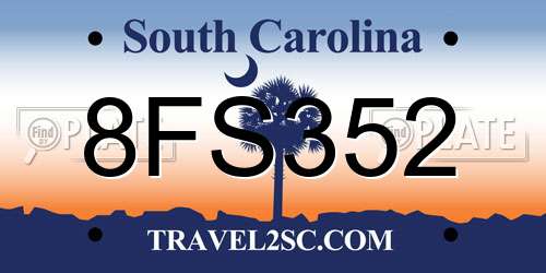 8FS352 South Carolina License Plate