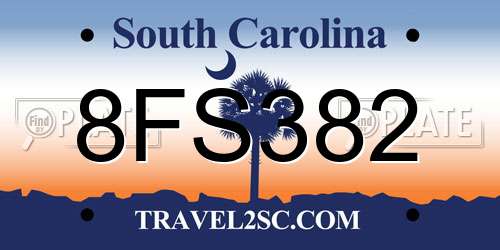 8FS382 South Carolina License Plate