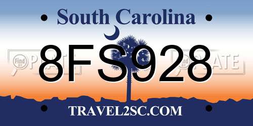 8FS928 South Carolina License Plate