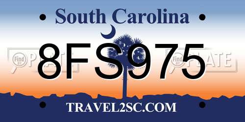8FS975 South Carolina License Plate