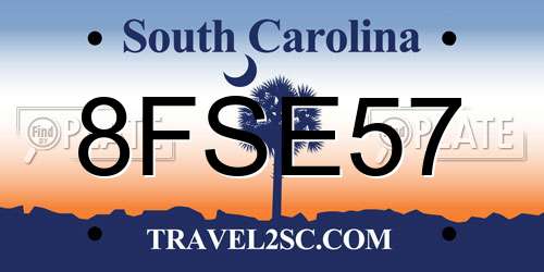 8FSE57 South Carolina License Plate