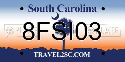 8FSI03 South Carolina License Plate