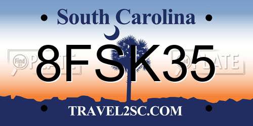 8FSK35 South Carolina License Plate