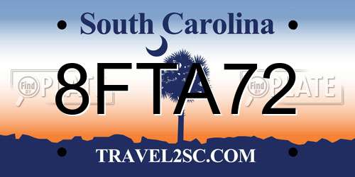 8FTA72 South Carolina License Plate