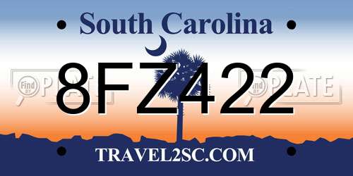 8FZ422 South Carolina License Plate