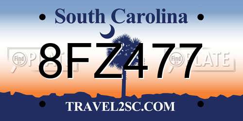 8FZ477 South Carolina License Plate