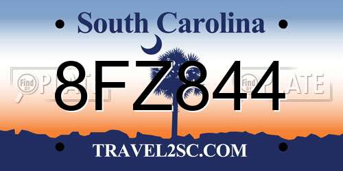 8FZ844 South Carolina License Plate