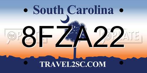 8FZA22 South Carolina License Plate
