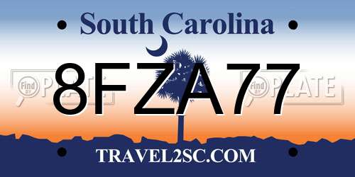 8FZA77 South Carolina License Plate