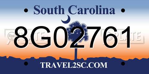 8G02761 South Carolina License Plate