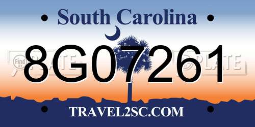 8G07261 South Carolina License Plate