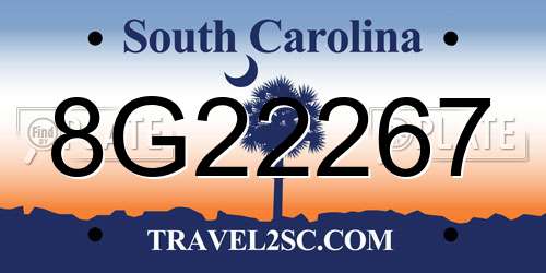 8G22267 South Carolina License Plate