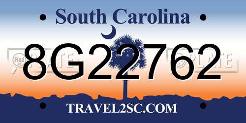 8G22762 South Carolina License Plate